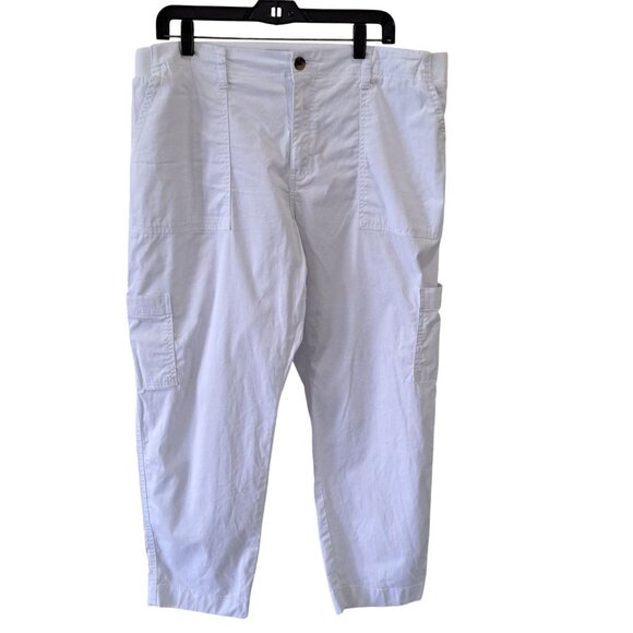 Dash Womens Size XL White Cargo Pants XL Stretch Cotton Blend Summer Beachy - Picture 1 of 8